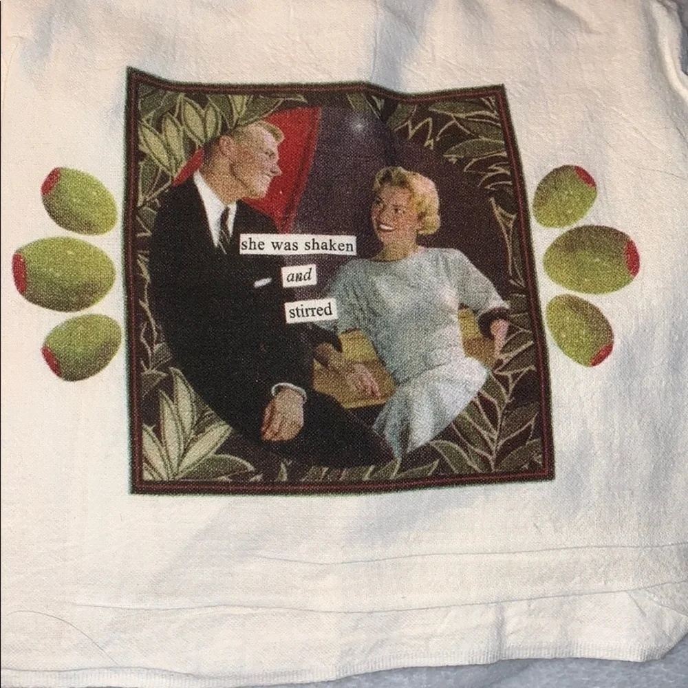 Anne Taintor “She was shaken and stirred”Tea Towel